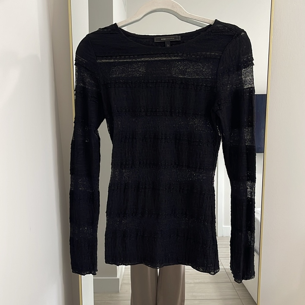 BCBG MAX AZRIA Sheer Lace Top
